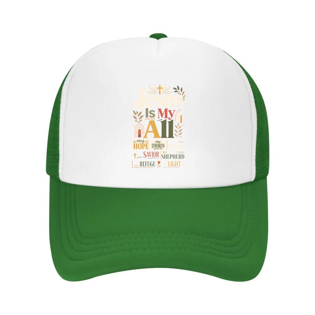 Jesus Is My All Typography Mesh Baseball Cap Casual Hat Outdoor For Womens Unisex FeUnisex