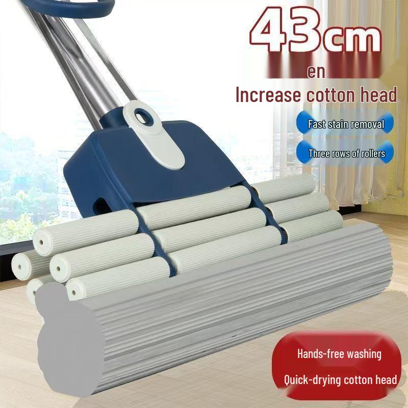 PVA Mop with Thickened Pole - Large Area Water Absorption & Hands-Free Cleaning for Households