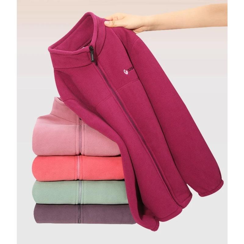 Women's Polar Fleece Zipper Cardigan Jacket Embroidered Letters Warm Double-sided Plush Sweatershirt Thick Warm Coats Sportshirt
