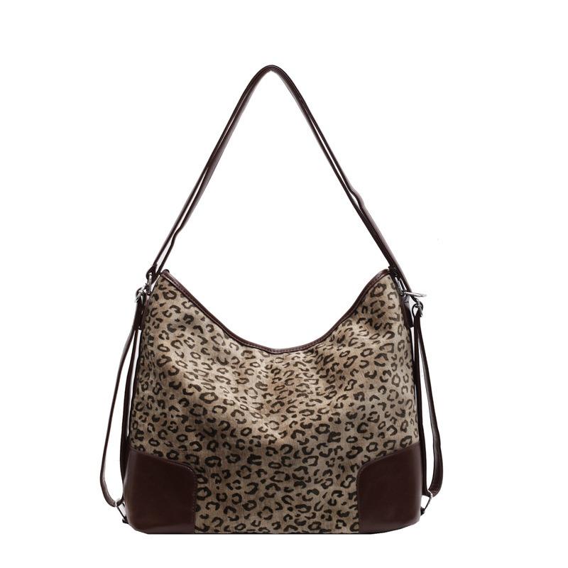 Leopard print bag women's large-capacity new versatile shoulder commuter tote bag multi-functional backpack