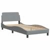 VidaXL Bed Frames with Headboard, Upholstered Bed with Slat Base, Single Bed with Feet, Adult Bedroom Bed, Grey 373105