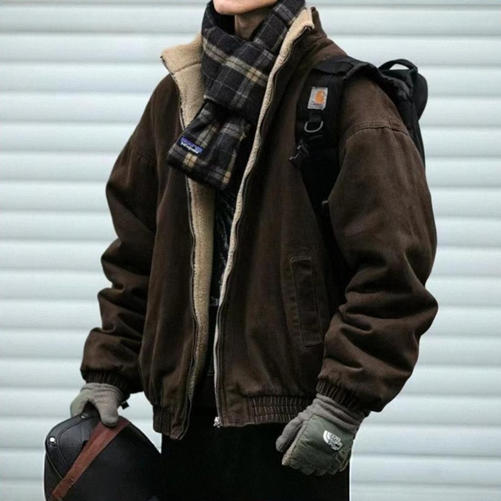 Japanische Vintage Polarfleecejacke Herren Winter Hochwertige Dicke Jacke Koreanische Streetwear Locker Paar Trendiger Warmer Mantel Männlich