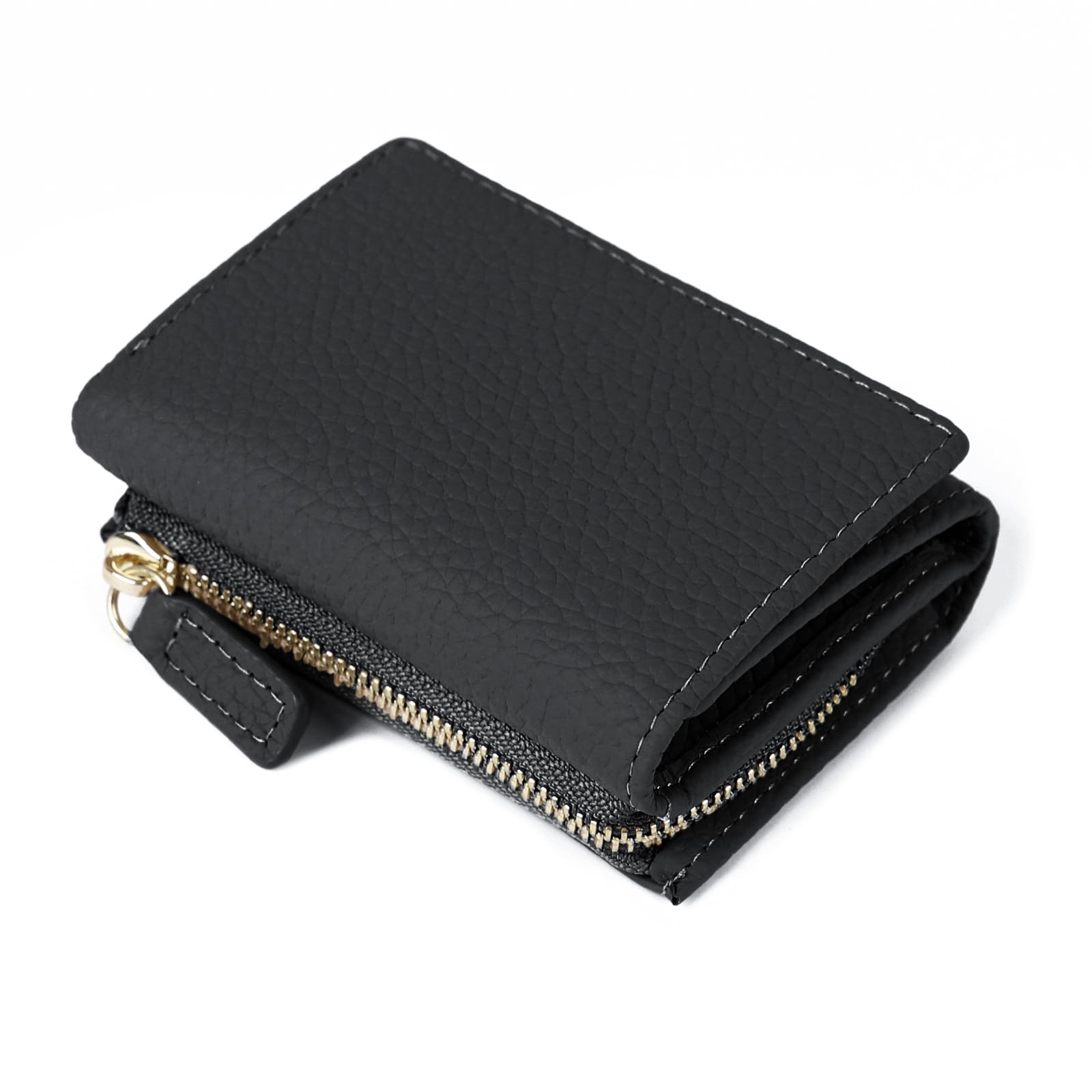 

[imeetu] Mini Tri-fold Wallet for Men and Women, Genuine Leather, Easy to Use, Coin Purse, L-Shaped Zipper, Lightweight, Compact, Anti-Skimming, RFID