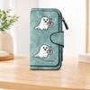 Cute Ghost Pattern Coffee Color Long Zipper Wallet Large Capacity Card Holder Unisex Clutch Bag Fashionable Zipper Coin Purse Perfect for Daily