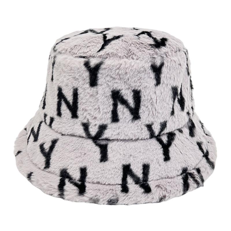 

Autumn and winter letter plush retro bucket hat thickened warm hat women s fashion versatile bucket hat tide M（56-58cm）