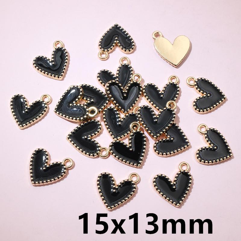30pcs 15x13mm Enamel Heart Charms Pendant Alloy Metal DIY Jewelry Making Accessories for Earrings Bracelet Necklace Findings