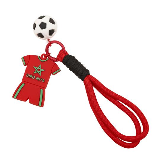 Keychain Pendant, Thick Braided Rope Mini Football Pendant, Soft Rubber Jersey Charm Key Holder, Argentina Brazil Germany Team Colors Fan Gift
