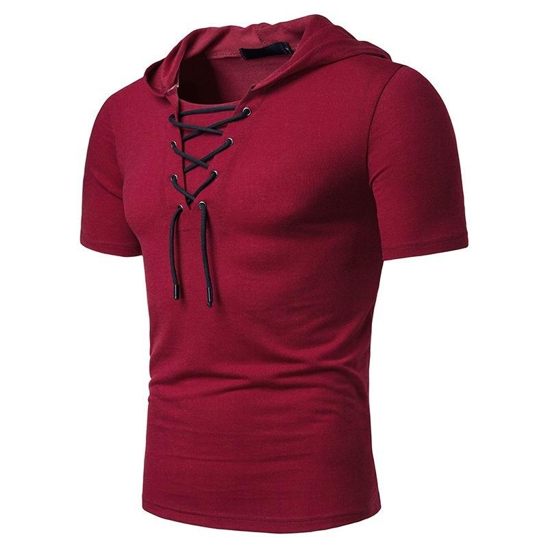 Men's Summer Oversized Slim-Fit Vintage Short-Sleeve T-Shirt Hoodie