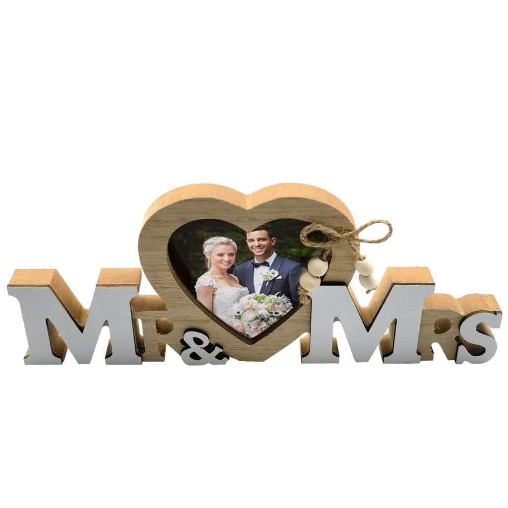 1PC Wooden Love Photo Frame Crafts for Wedding Love Photo Father's Day Papa Picture Frame English Letter Photo Frame Table Decor