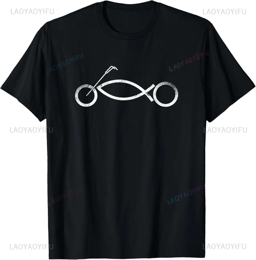 2025 new model Follow Jesus He Is The Way Christian Motorcycle Gospel r T-Shirt Graph T Shirts Mens Clothing Customizable Ropa H