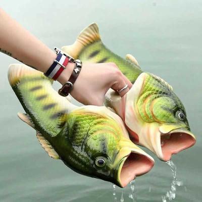 Fashion Fish Slippers New Women's Funny Creative Home Non-slip Fashion Salted Fish Word Drag Men's Trendy Slippers Outdoor Beach 2024