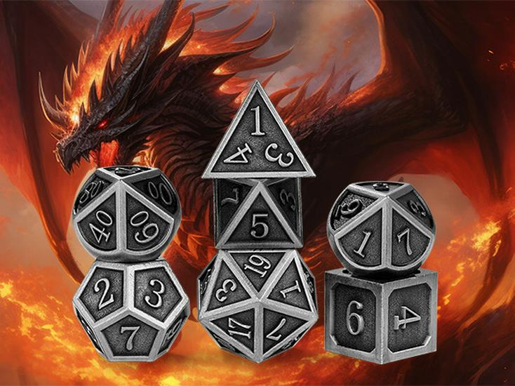 Hot Metal DND Polyhedral Dice Set for Tabletop RPGs