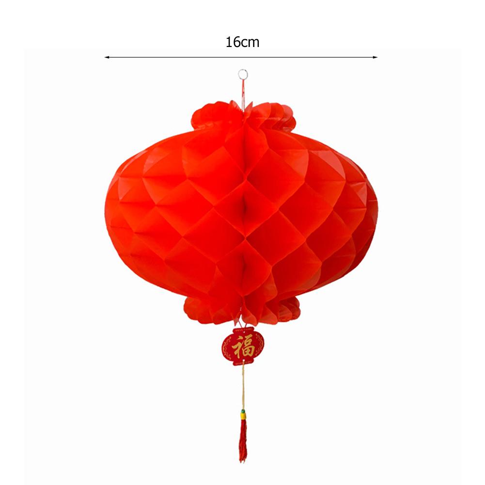 10Pcs Traditional Plastic Chinese Red Paper Honeycomb Lantern Reusable Spring Festival Pendant New Year Home Wall Hanging Decor