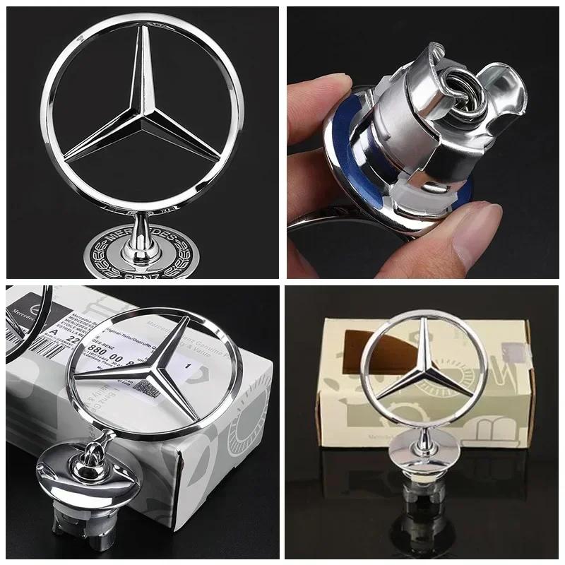 1Pcs Car Star Logo Hood Badge Front Metal EmblemFor Mercedes Benz Maybach C E S Class W204 W205 W212 W213 W211 W220 W222 W223