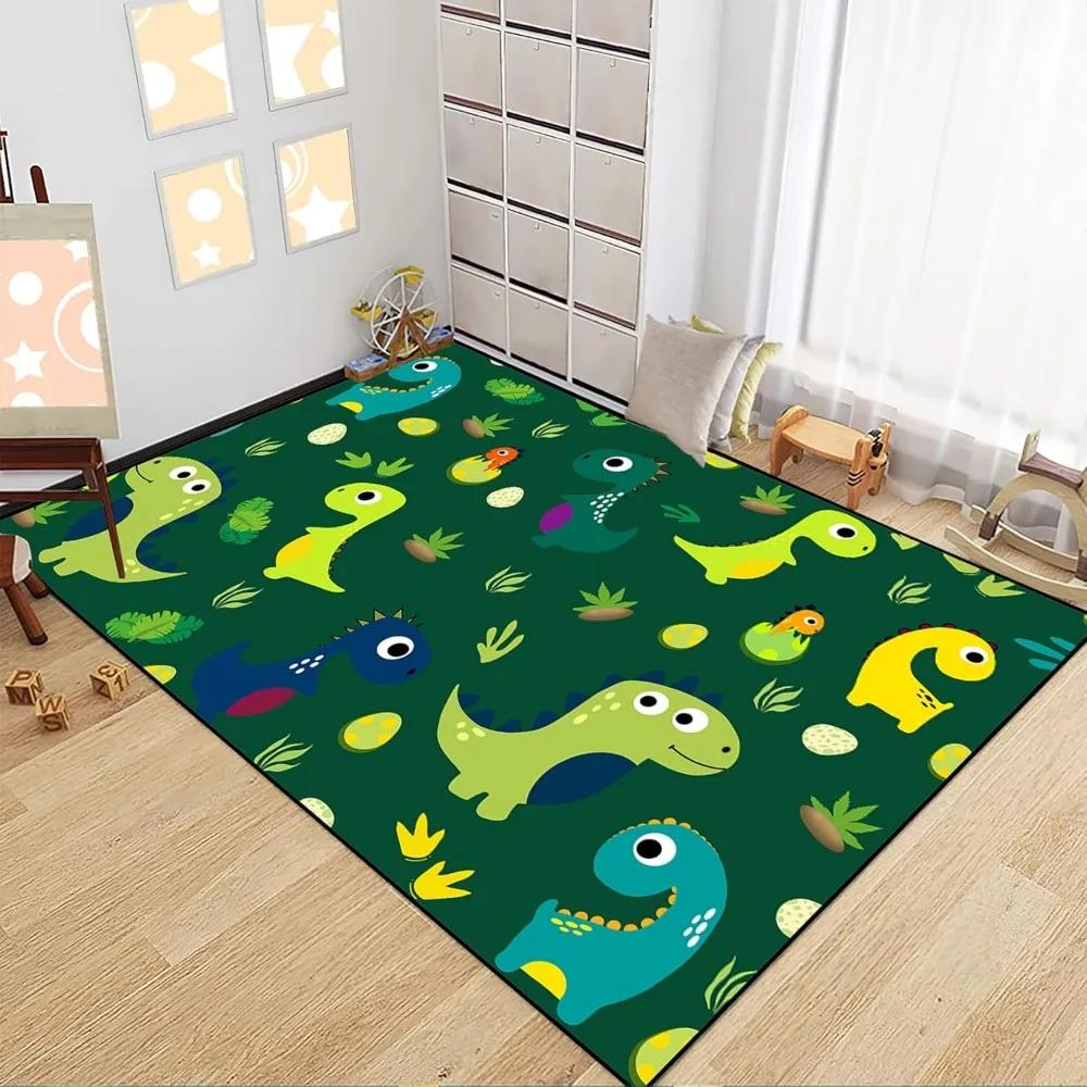 Boys Bedroom Dinosaur Rug Cartoon Dino Area Rugs Funny PlayMat Cute Printed Carpet Polyester Floor Mat Living Room Decor Doormat