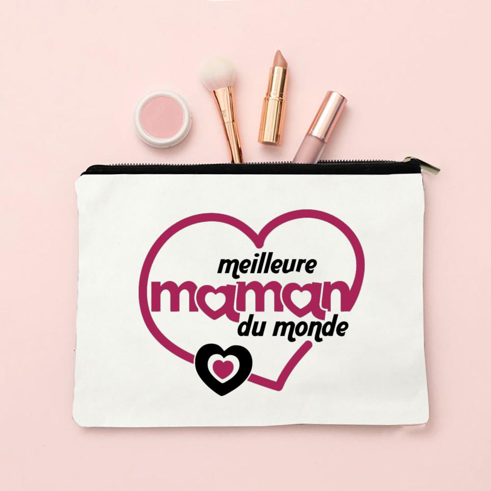 Best Mom French Printed Cosmetic Case Women Makeup Bags Travel Toiletry Organizer Female Wash Storage Pouch Mother's Day Gifts