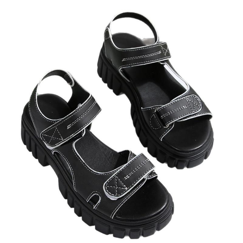 Women’s Hook-and-Loop Platform Round-Toe Slide Sandals