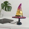 Stained Glass Witch Hat Lamp, USB Powered Night Light for Bedroom Shelf Decor, Halloween Warm Glow Gothic Table Lamp for Home