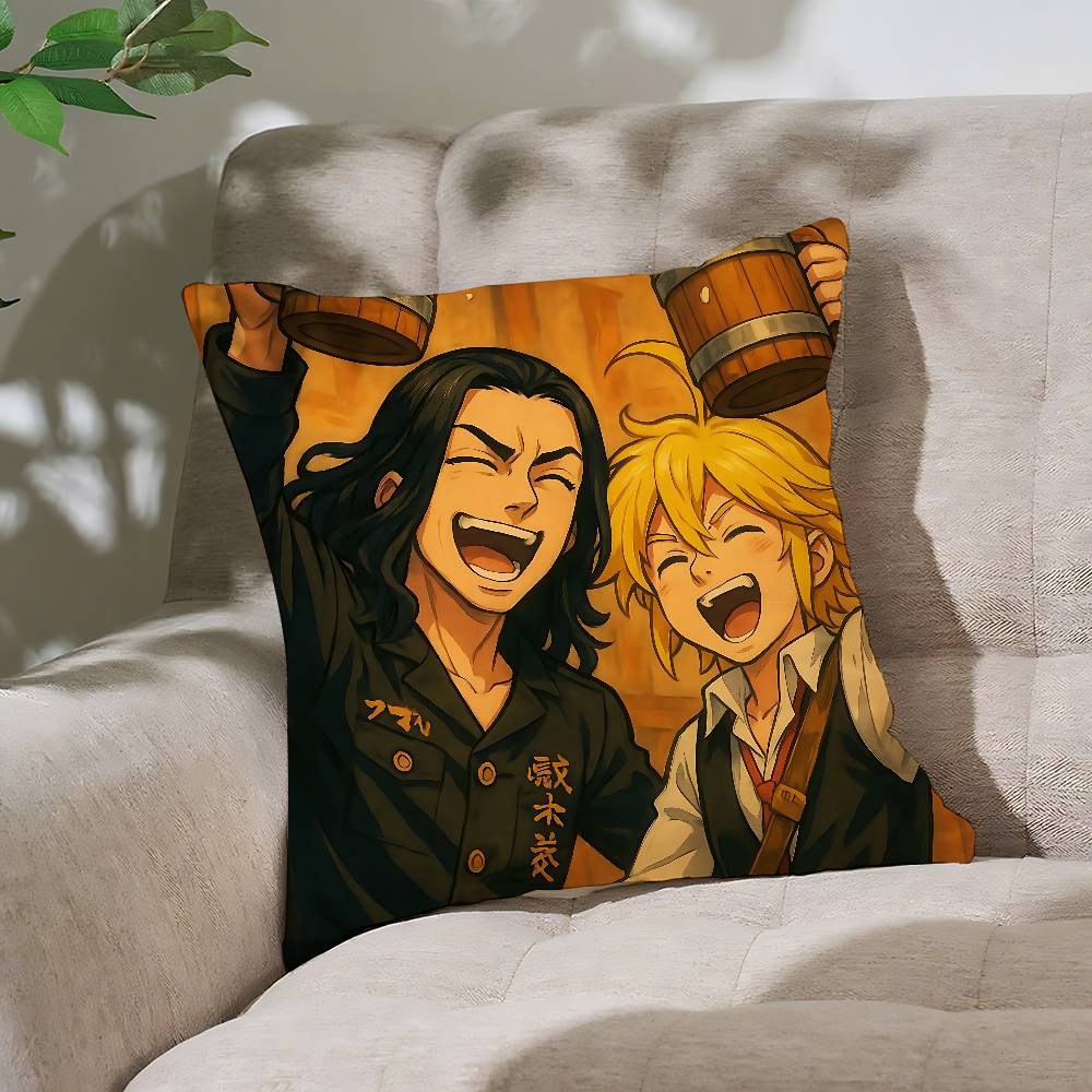 The Seven Deadly Sins Anime Pillow Case Throw Pillow Cover Nordic Vintage Style Cushion Covers Home Living Room Sofa Couch Seat