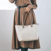 Breath TOPKAPI RIPPLE Leather Handle A4 Tote Bag (Ivory)