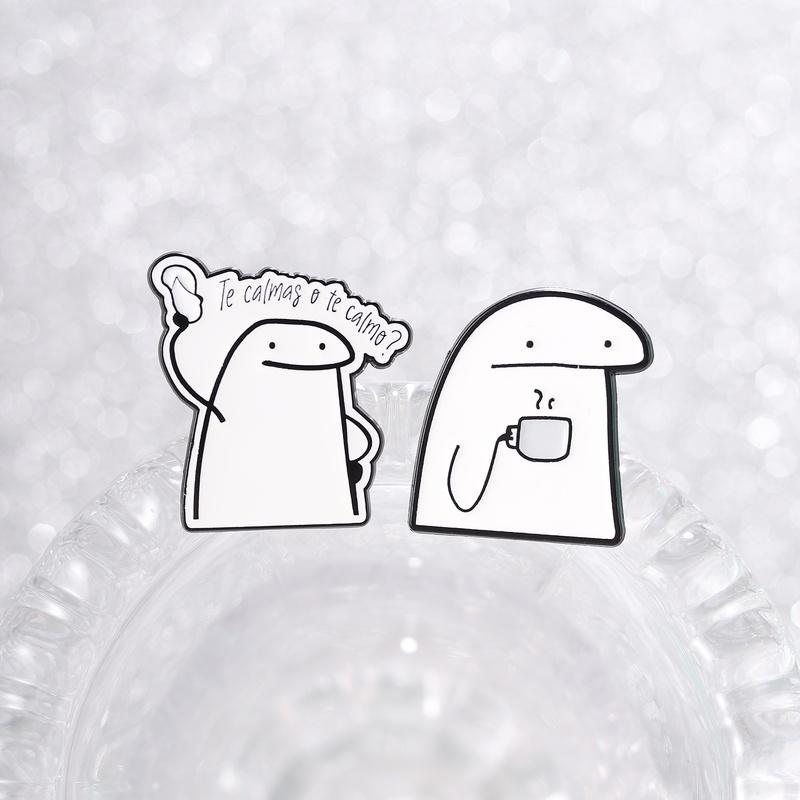 Flork Meme Enamel Pins Funny Sarcasm Cartoon Brooches Cute Humorous Spanish Quotes Lapel Badges Jewelry Gift for Friends