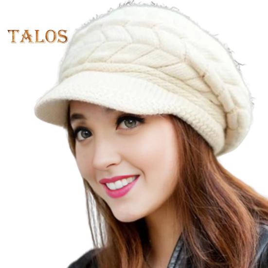 Kvinner vinterlue tykk plysj strikket kortbremte varmebevaring Vindtett hodeplagg Ensfarget Pendling Utendørs lue