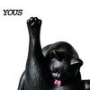 3D Printed Cat Sculpture Licking Butt Figurine, Funny Black White Kitten Small Statue Statue, Animal Desktop Decoration for Home Office Bookshelf