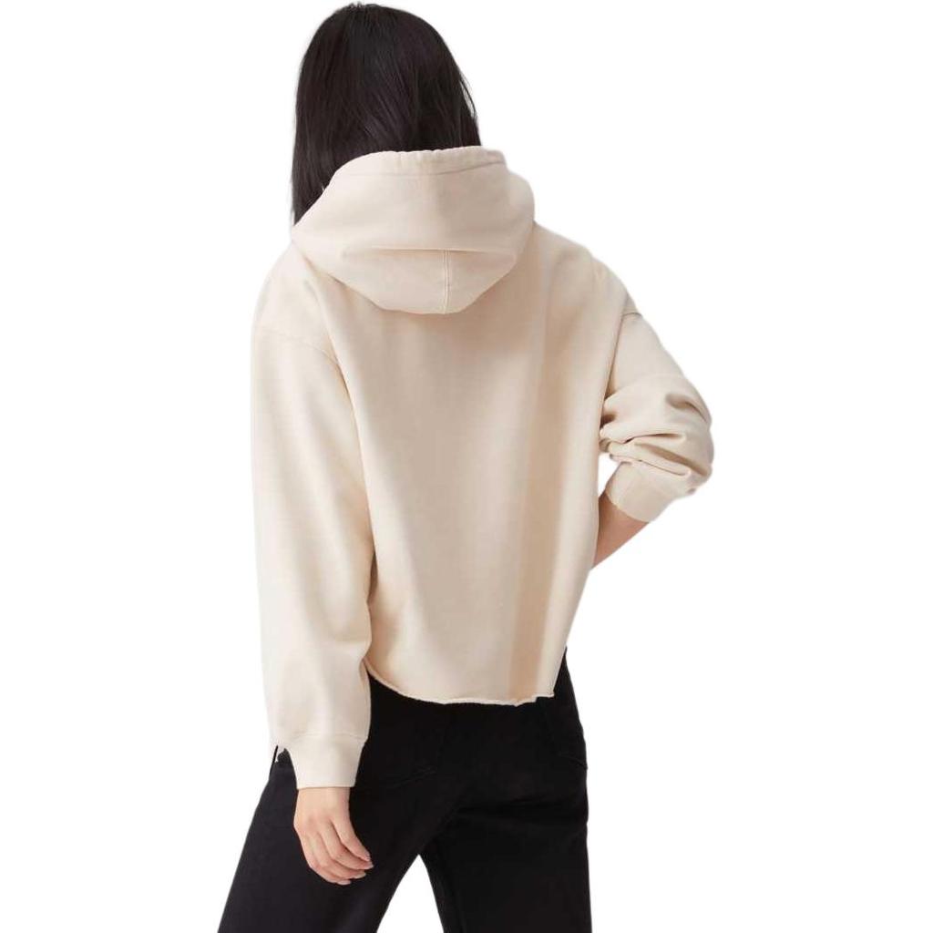 Levis Loose Fashion Casual Kangaroo Pocket Drawstring Hoodie Women Hoodies Off-White A9338-0000