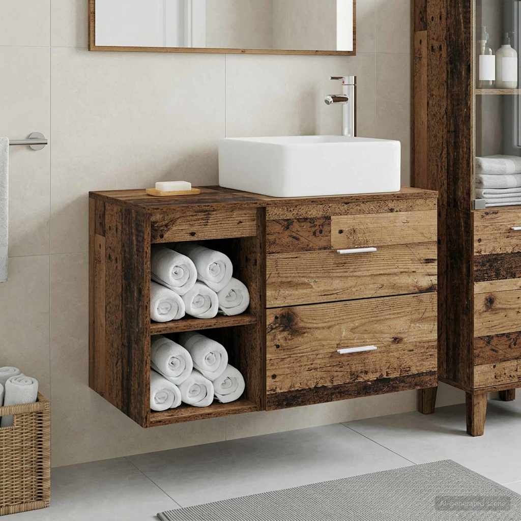 Bathroom Furniture Set 2 pcs Reclaimed Wood Effect Particleboard