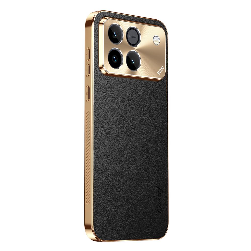 Plating PU Leather Texture Lichee Pattern Cover For Huawei Honor Win RT Shockproof Lens Protection Phone Case For Honor Win RT