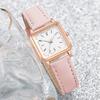 6PCs/Set Women's Fashion Watch Square Simple Dial Leather Quartz Watch with Love Bracelet Set