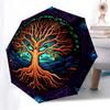 Enchanted Tree of Life Stained Window PanelUmbrella, Portable 3-Fold Compact Umbrella for Men & Women Gift