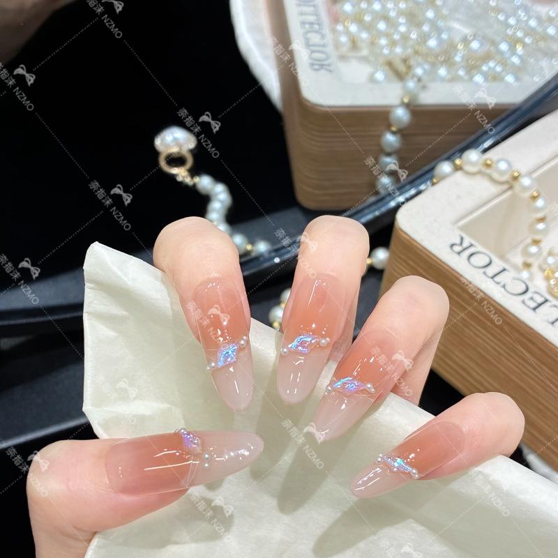 Y80 Icy Translucent French Cat Eye High-Grade Handmade Nails