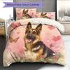 Pink German Shepherd Pattern Bedding Home Decoration Birthday Gift (1 * duvet cover + 2 * pillowcase, without core)