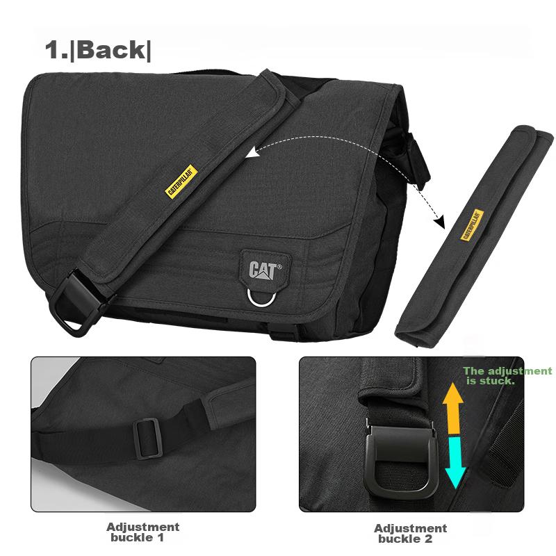 CAT Schulter-Crossbody-Tasche, Laptoptasche, 15/16 Zoll Aktentasche für Herren, Schwarz, 83607