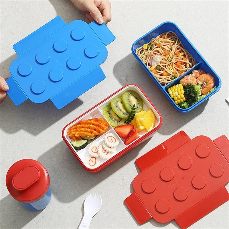 Creative Building Blocks Color Sealed Lunch Box - Kids Student Bento Box, Portable Outdoor Picnic Fruit Salad Container