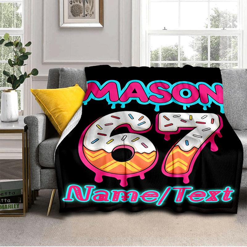 1PC Custom Name Dessert Name Celebration Flannel Blanket Versatile,all-season Throw Suitable for the Living Room,bedroom,camping,travel,and Gift