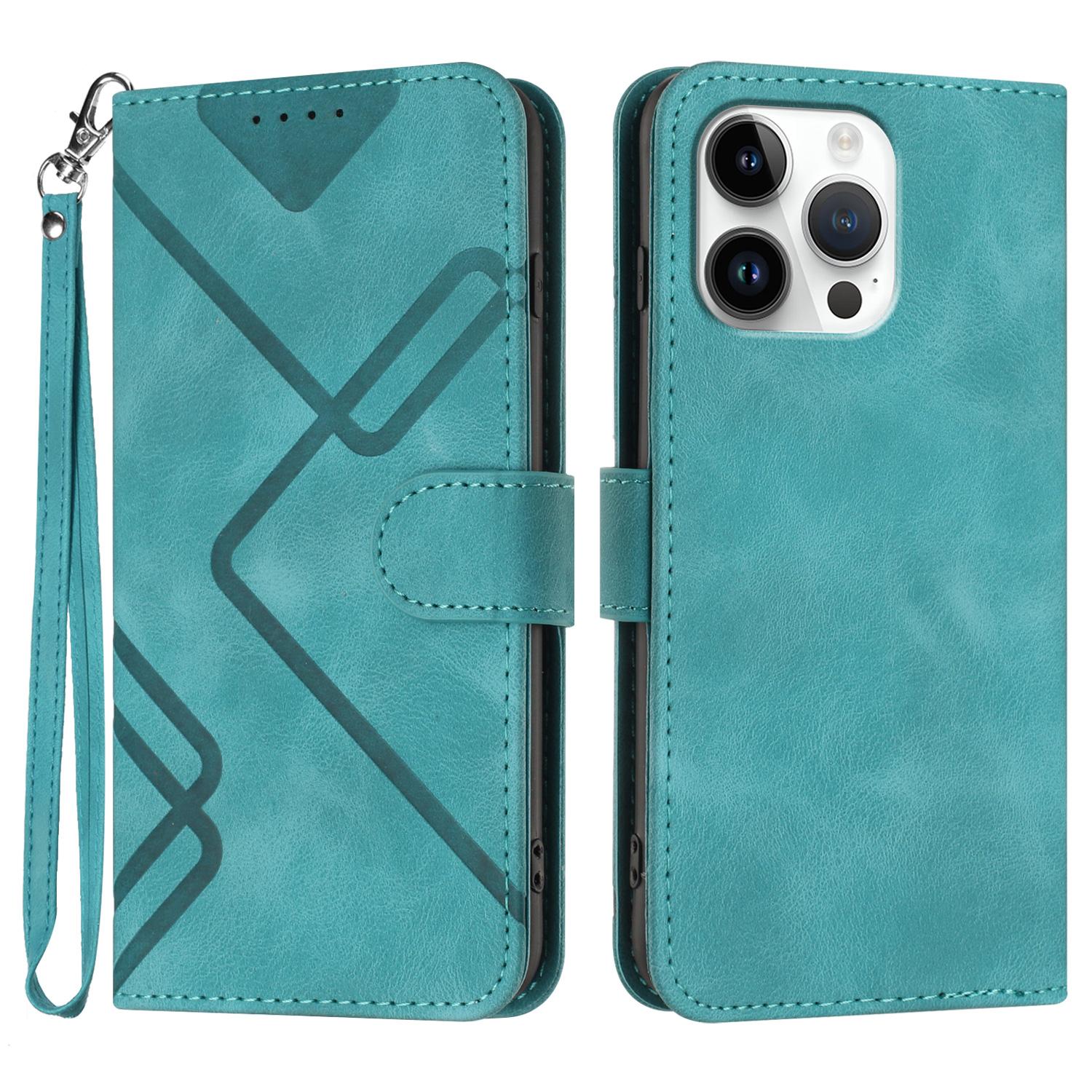 

YX0040 For iPhone 16 Pro Max Case PU Leather Wallet Geometric Phone Cover Baby Blue
