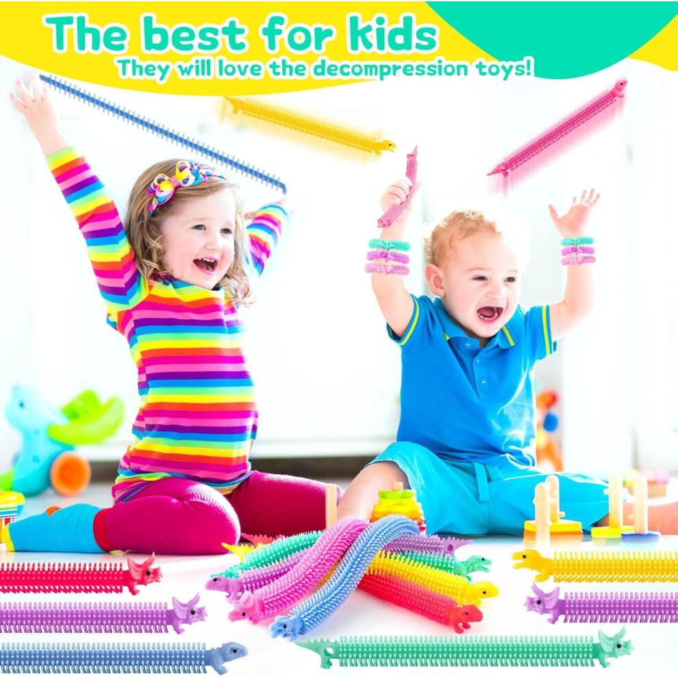 LATERN 40Pcs Fidget Stretchy Strings, 20CM Dinosaur Sensory String Toys Calming Noodles Stretchy String for Kids and Adults Against Anxiety, Fidgetin