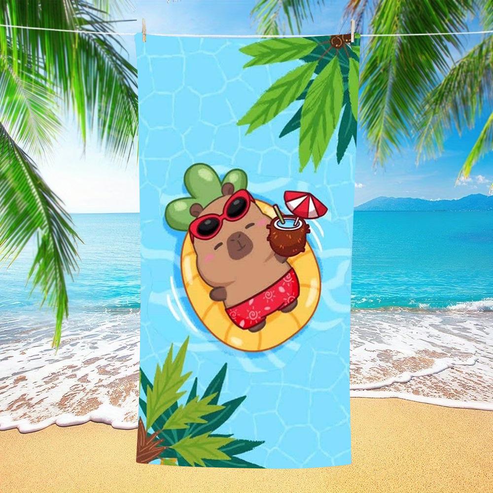 Pool Water Surface Capybara Duck Turtle Cartoon Beach Towel Washable For Beach Trip Holiday Swimming Pool Camping Use