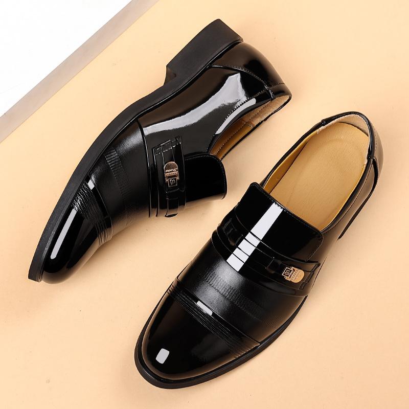 2025 direct sales glossy leather shoes men's casual formal wear business inner height increase men's shoes