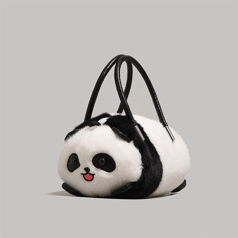 Cute Red Panda Cylinder Bag Women's Hair Bag New Versatile Pillow Bag Single Shoulder Crossbody Handbag
