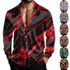 Men's Casual Loose Fit Breathable Shirt Jacket with Turn-Down Collar for Halloween Spring and Fall