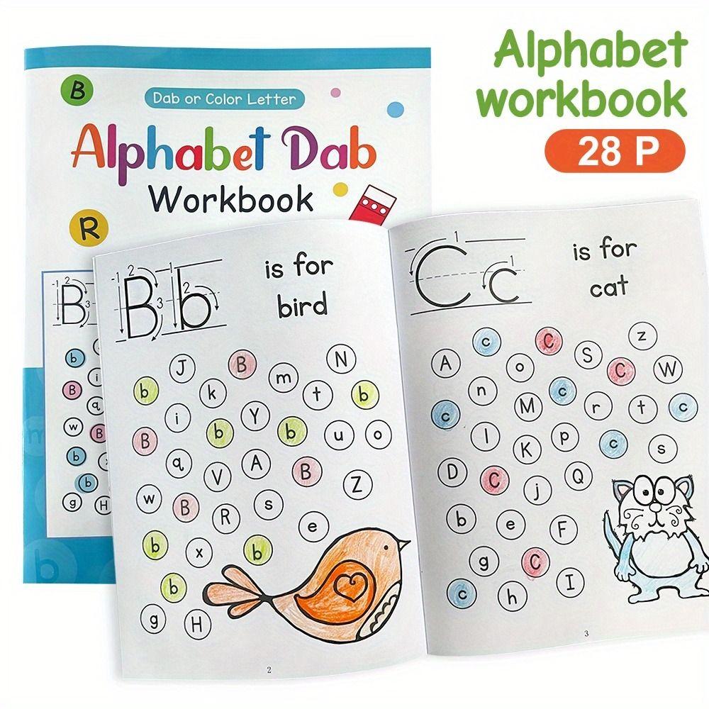Educational Alphabet Dab Workbook Exercise Learning Tracing Letters Workbook Find and Coloring Letters Alphabet Directed Drawing