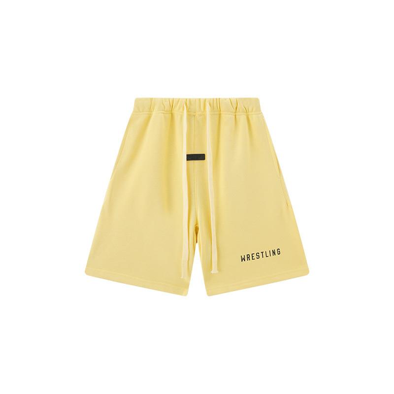 E853 Fear Of God Essentials Szorty Dresowe Z Napisem Unisex Oversize Bawełniane Ze Sznurkiem Elastyczna Talia Streetwear Codzienne Sportowe Szorty