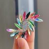 Fashion Colorful Crystal Flower Brooch Pins For Women Clothing Charming Rhinestone Brooches Wedding Party Jewelry Accessories