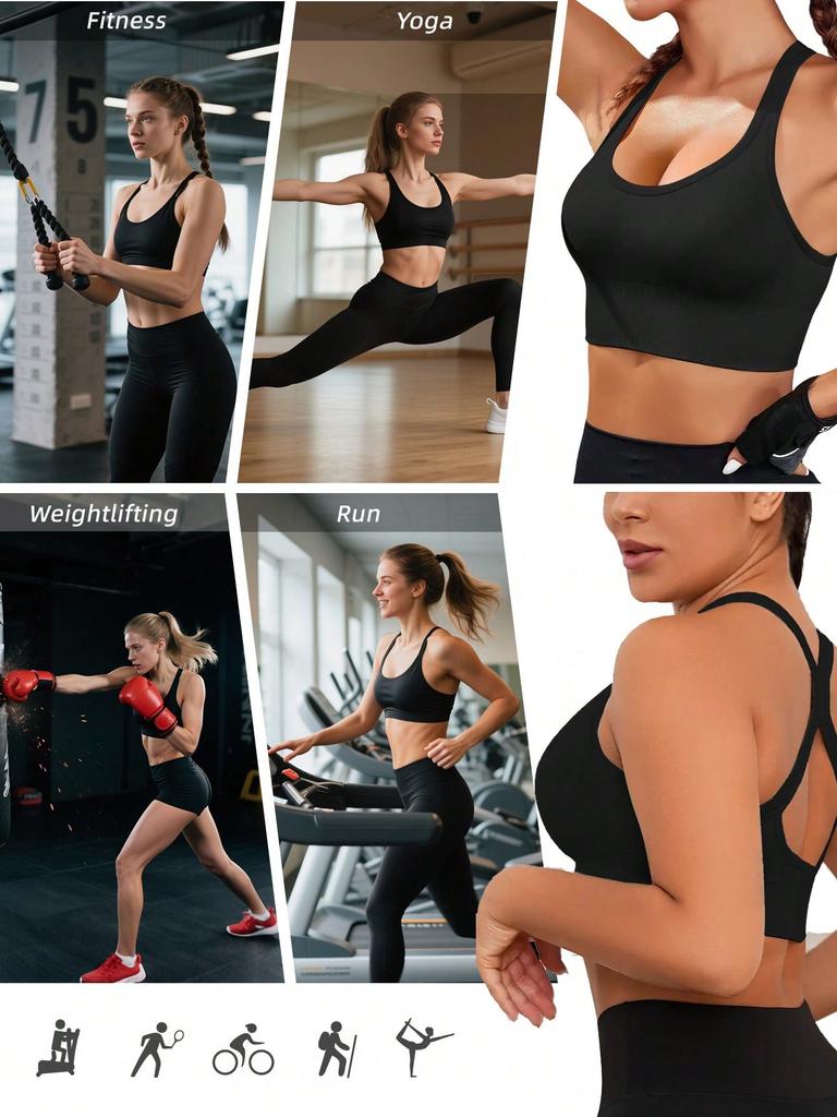 Women's Sports Bra with Adjustable Buckle Design, Suitable for Yoga and Gym Training - Breathable Elastic Fabric.