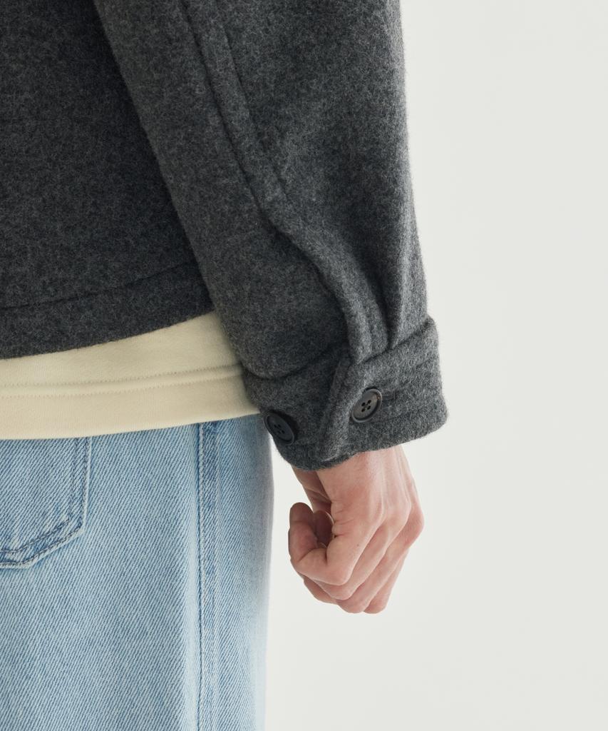 COVERNAT Wool Zip-Up Half Coat Charcoal