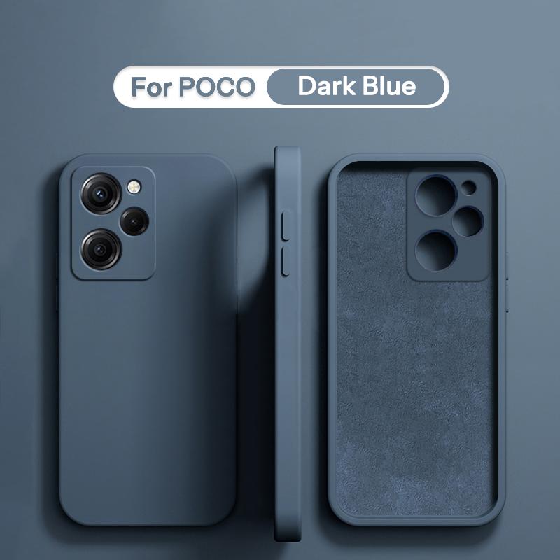 

Liquid Silicone Protective Case For Xiaomi POCO F5 X5 X3 M3 M4 X4 Pro NFC F3 F4 GT Soft Phone Back Cover Protection Accessories For POCO F5 темно-синього кольору