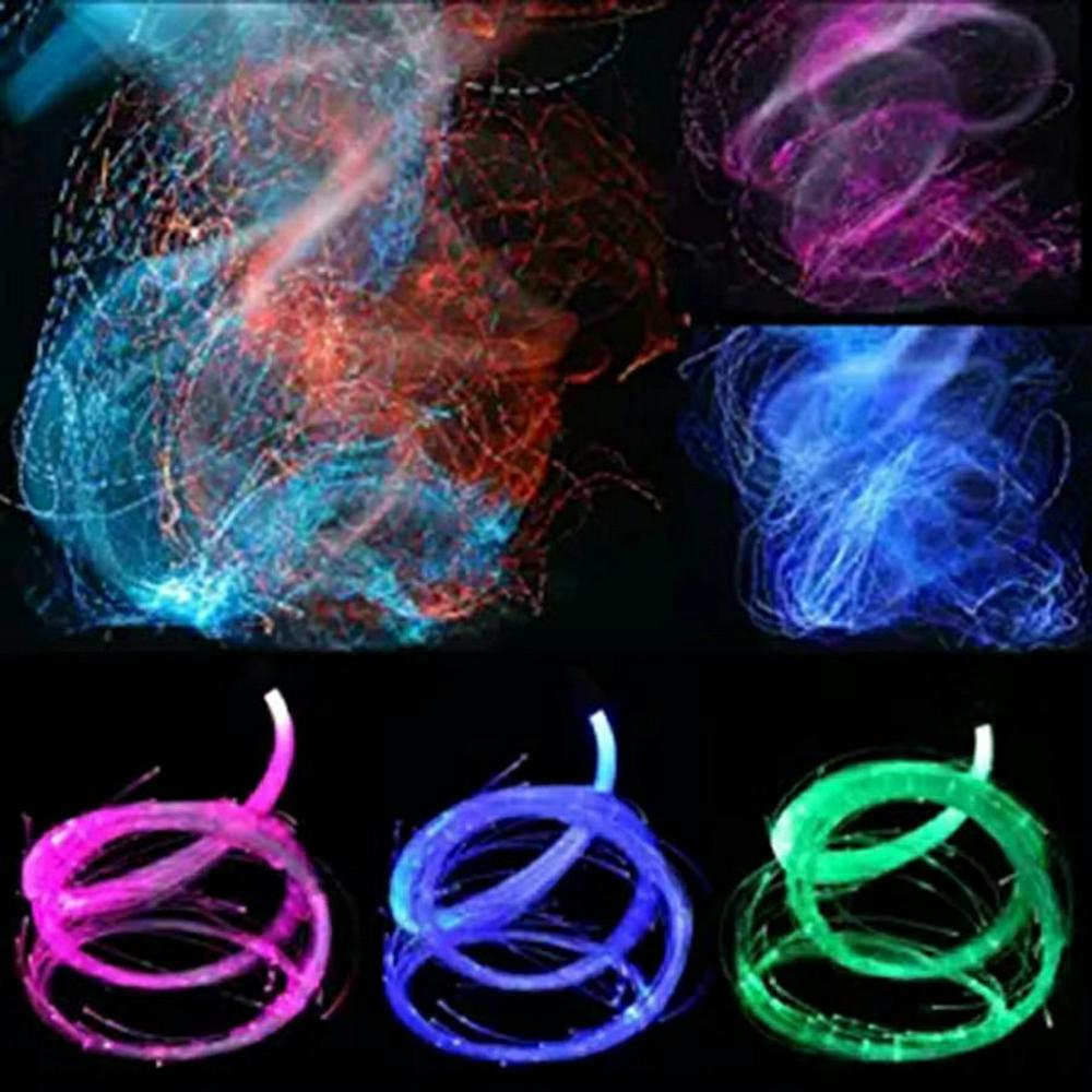 7 Colors 4 Modes 360 Degree Swivel Light Up LED Fiber Optic Whip for Rave Party Music Festival ( No Battery )